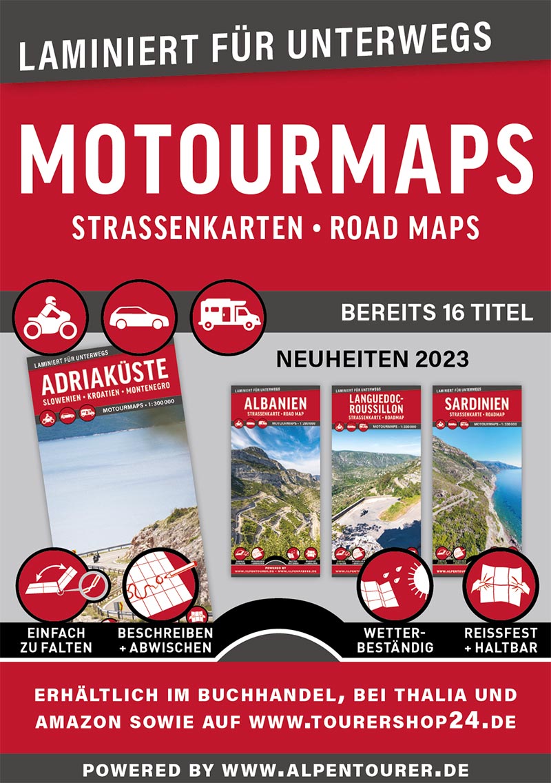 MoTourMaps laminierte Straßenkarten